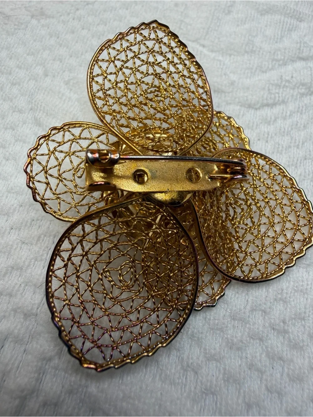 Vintage Gold Floral Filigree Brooch